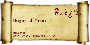 Heger Áron névjegykártya